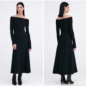 Marcella NYC Size XL Tilly A Line Maxi Dress Black European French Terry